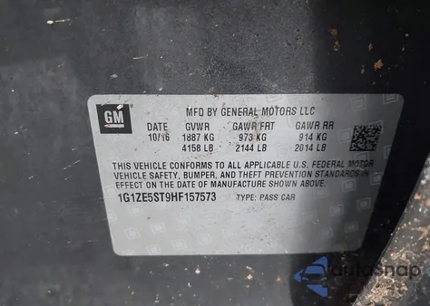 2017 Chevrolet Malibu 1Lt z USA, uszkodzony, nr VIN 1G1ZE5ST9HF157573